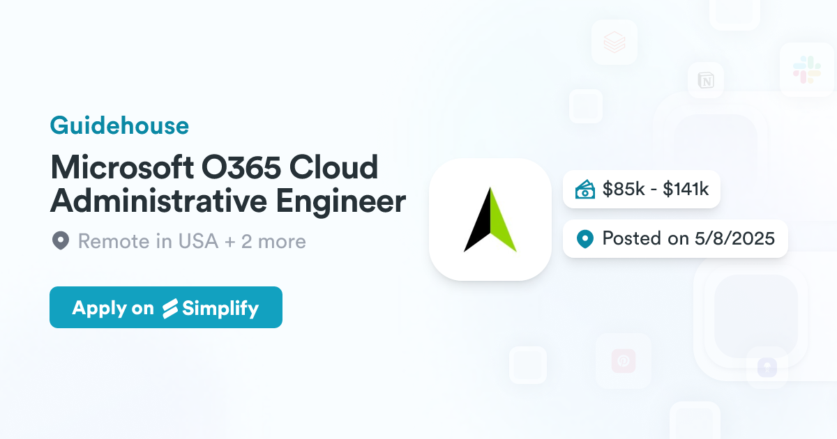 Microsoft O365 Cloud Administrative Engineer Guidehouse Simplify Jobs